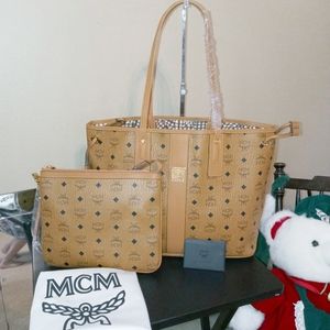 MCM Medium Liz Reversible Tote in Cognac